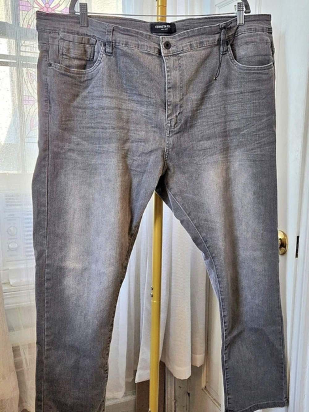 Kenneth Cole Men's Gray Straight-Leg Jeans Waist 44x30